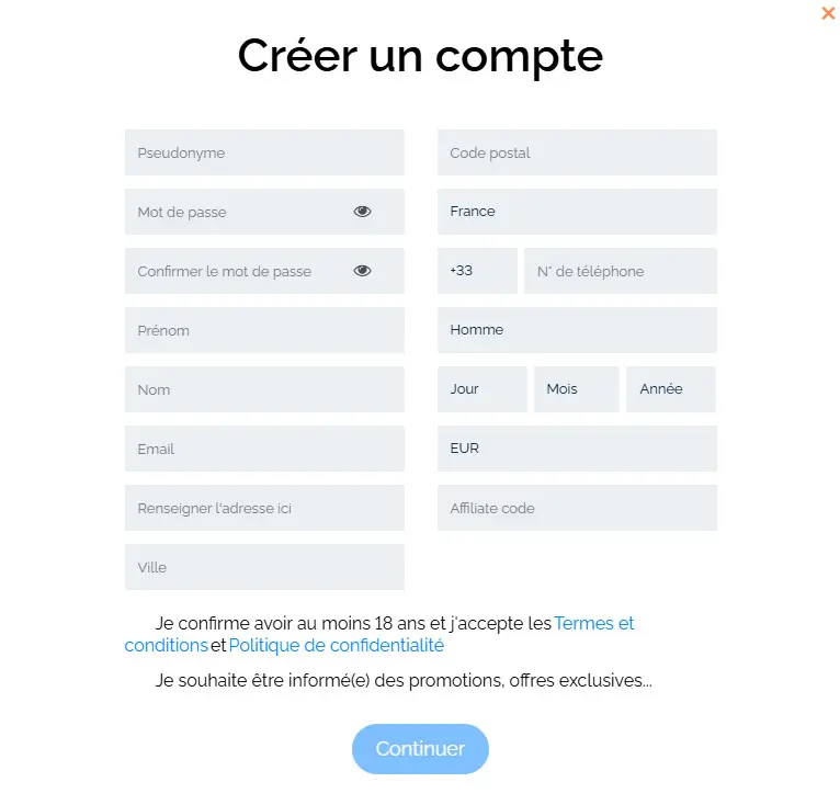 Processus d'inscription YUGIBET CASINO