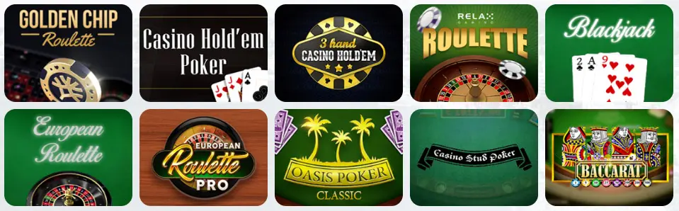 Jeux de table au YugiBet Casino